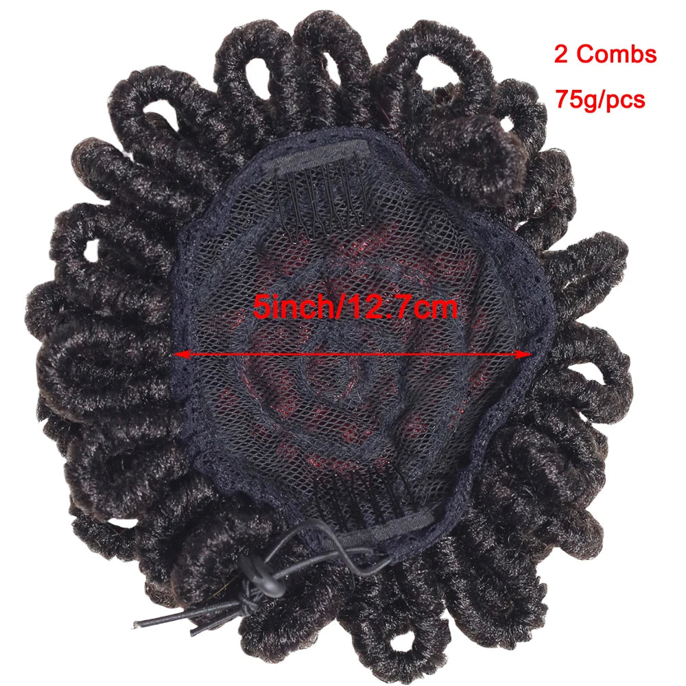 Synthetic Afro Puff Drawstring Ponytail - Dreadlock Hair Bun Extension
