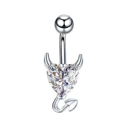 Stainless Steel Cubic Zirconia Drop Navel Ring