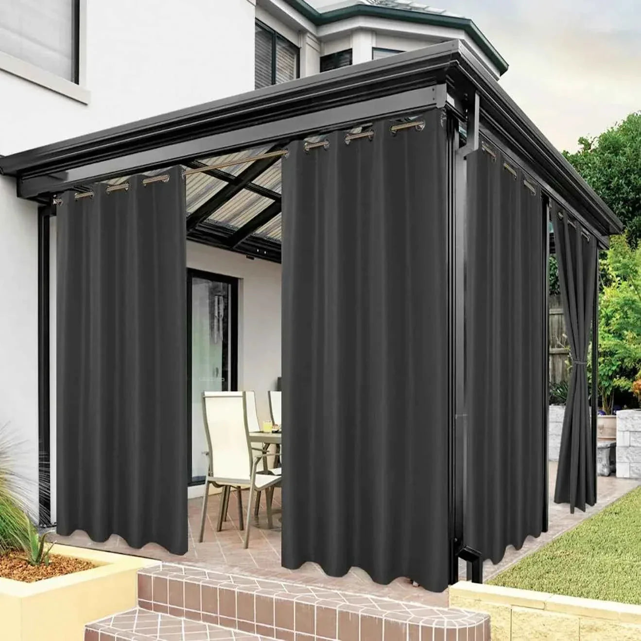 Waterproof Outdoor Curtains - UV Resistant Privacy Drapes for Patio Pergola Terrace - Shello's Creative Boutique