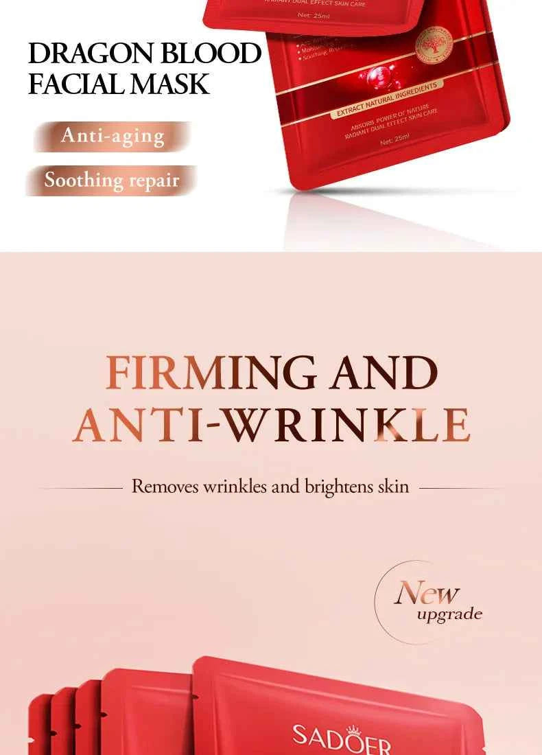5/10pcs SADOER Dragon Blood Facial Masks for Face Moisturizing Anti-aging Hydrating Face Mask Facial Skin Care Products