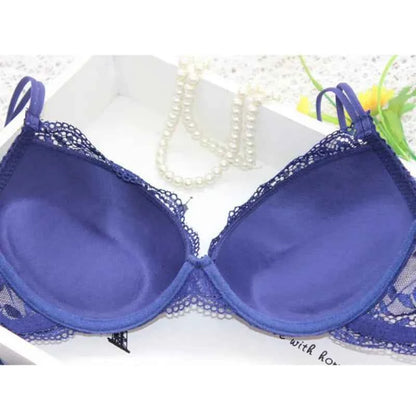 Women Sexy Lace Bra 2Pcs/Sets Fashion Thin Breathable Bra Push-up Underwear Underpants Female Embroidered Hollowed Lace Bra Set
