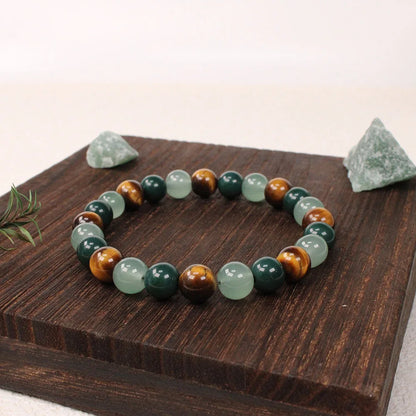 Bohemian Tiger Eye & Malachite Natural Stone Beaded Bracelet