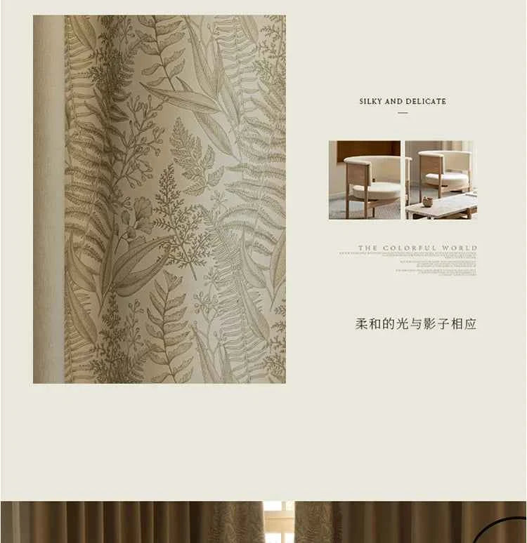 Custom Size French Spliced curtains for Living Room Bedroom Light Luxury Blackout Curtains Thickened Chenille White Tulle