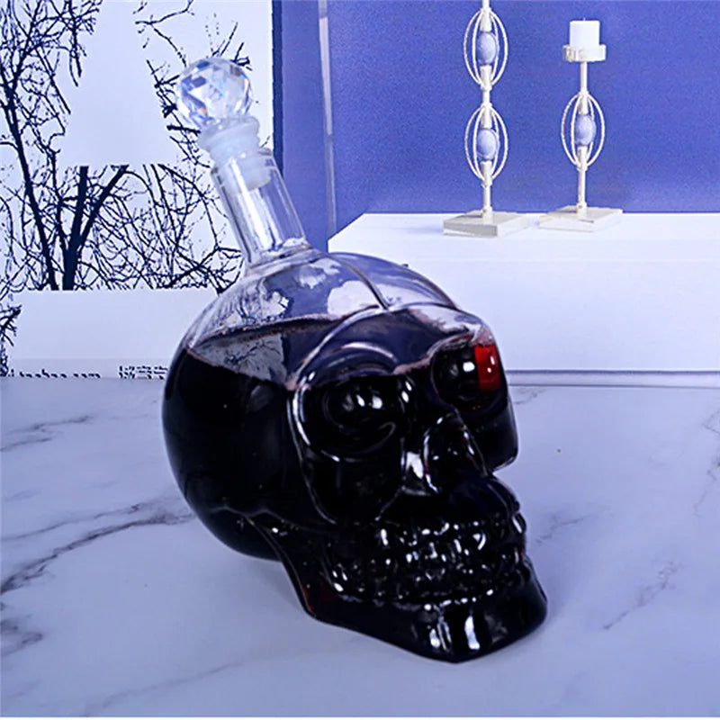 Skull Head Crystal Decanter & Glass Set – Gothic Bar Whisky Vodka Wine Spirits