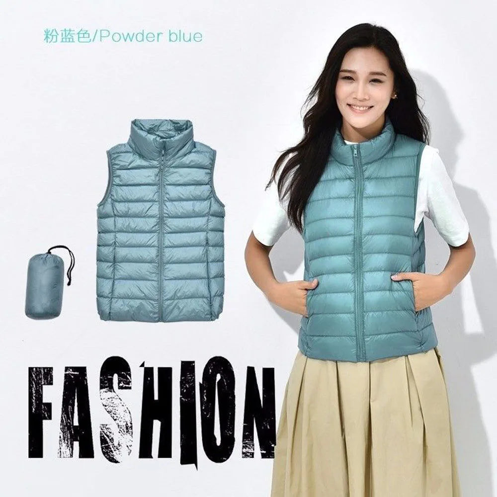 Women's Ultra Light Down Vest – Slim Sleeveless Windproof Gilet Jacket