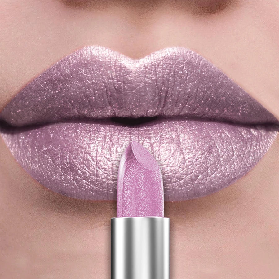 21 Colours Glitter Metallic Lipstick - Long Lasting Pearlescent Matte Lip Tint