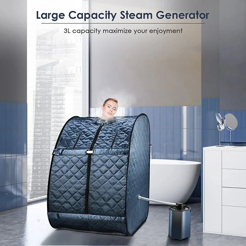 Portable 3L Steam Sauna Tent – 1000W Foldable Home Spa with Remote Control & Chair