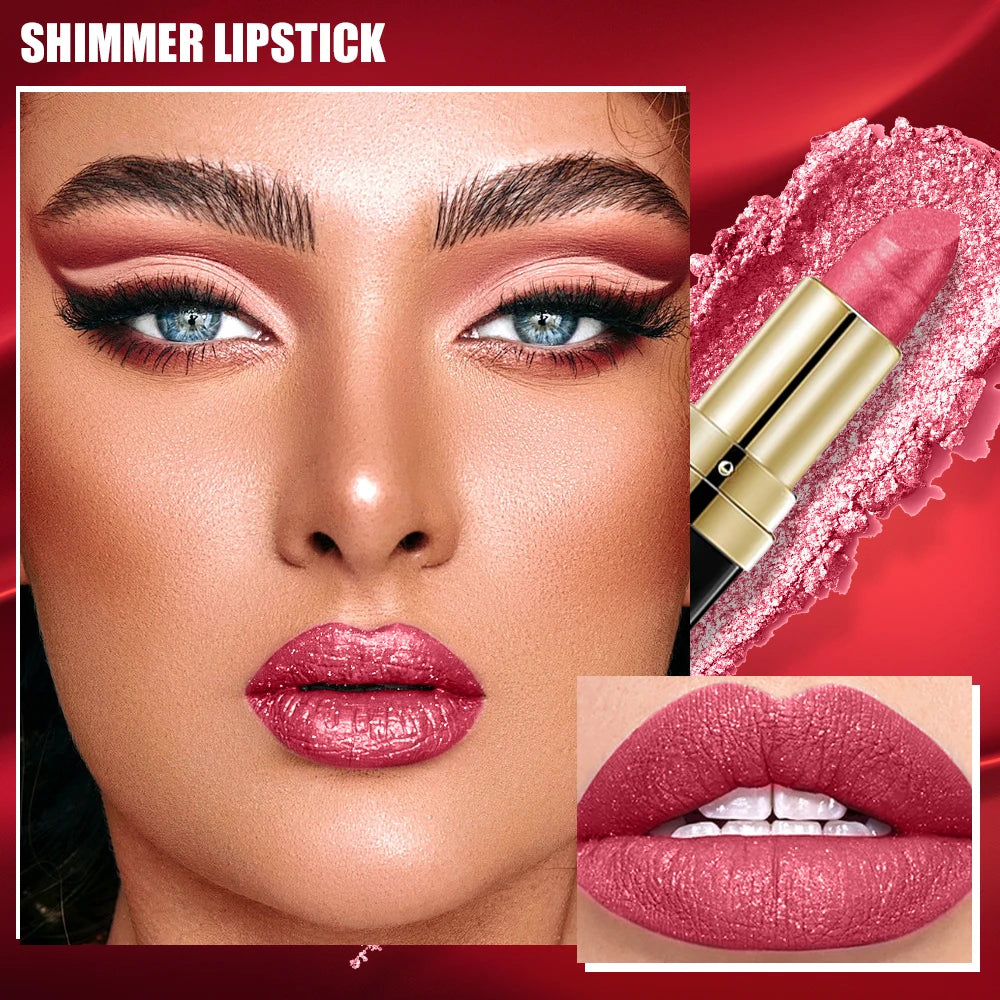 High Pigmented Shiny Lipstick,Stain Resistant,Long-Lasting,Glossy Waterproof Lipstick Shimmering Makeup Valentine'S Day Gift - Shello's Creative Boutique