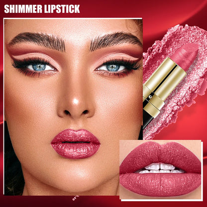 High Pigmented Shiny Lipstick,Stain Resistant,Long-Lasting,Glossy Waterproof Lipstick Shimmering Makeup Valentine'S Day Gift - Shello's Creative Boutique