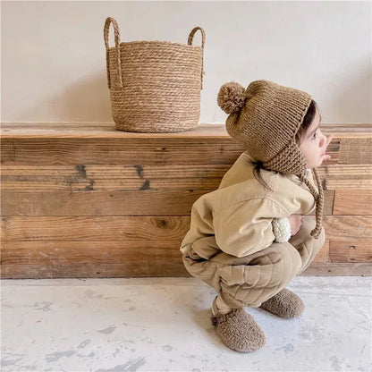 Winter Cotton-Padded Kids Harem Trousers – Unisex Full-Length Thermal Pants (Ages 2–7) - Shello's Creative Boutique