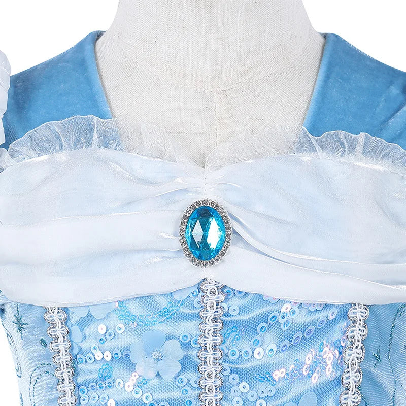 DreamParty Girls' Cinderella Princess Dress – Tiered Cosplay Costume with Accessories Shello's Creative Boutique