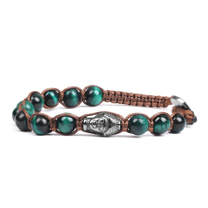 Bracelet Tibetan Buddhism Natural Stone 8mm Beads Red Sandalwood Rosary Healing Meditation Lucky Prayer Bracelet Men Women