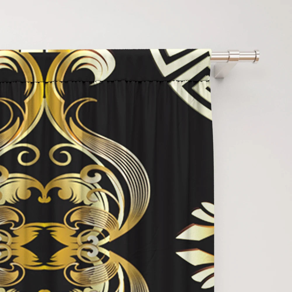 Retro Home Decoration Curtains - 2 Panel Rod Pocket Set for Kitchen & Living Room