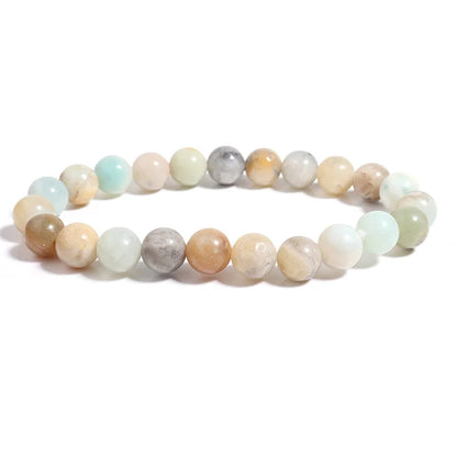Dendritic Agate Natural Stone Beaded Bracelet – Green & White