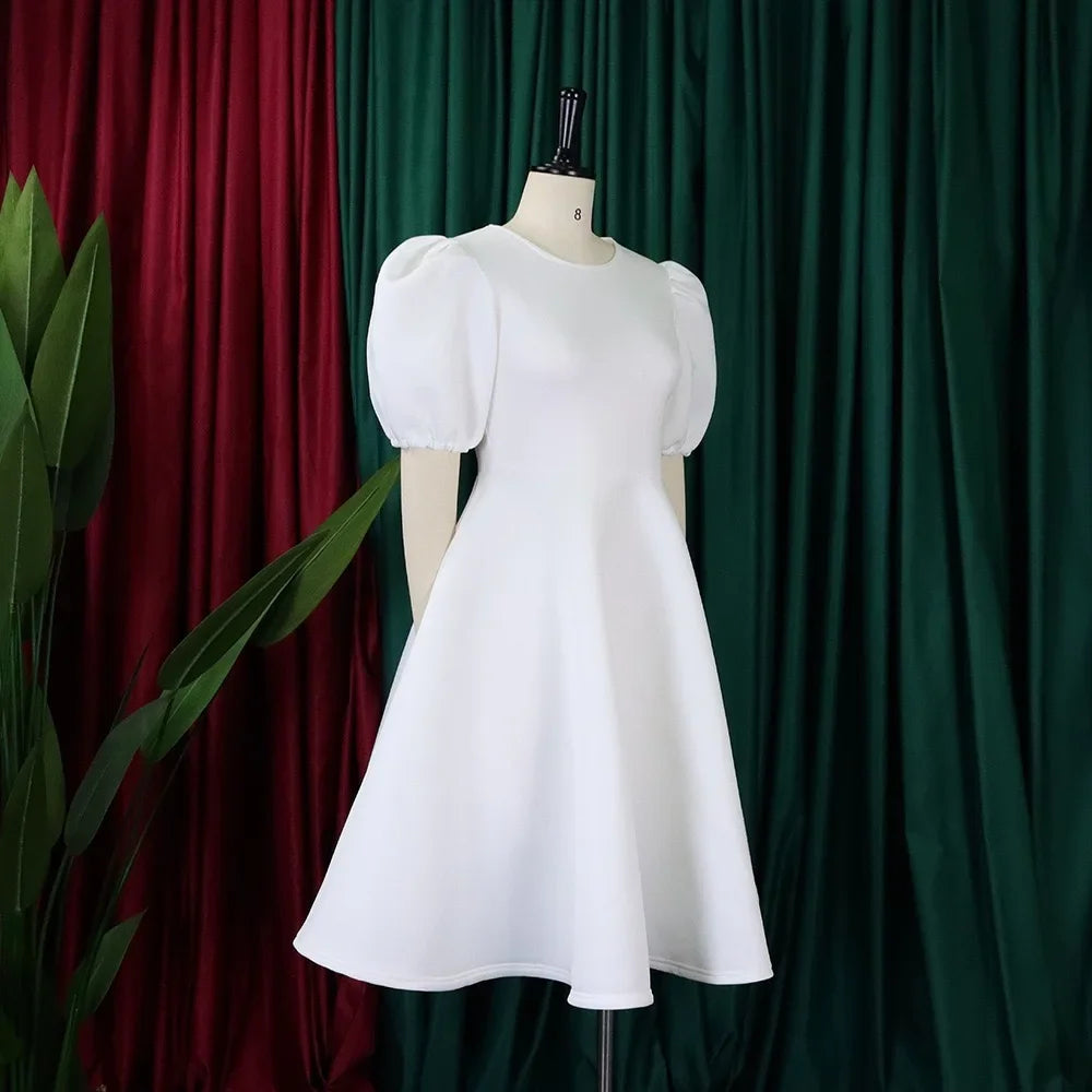 Elegant Pleated A-Line Dress - High Waist Mid-Calf Dress - Shello's Creative Boutique