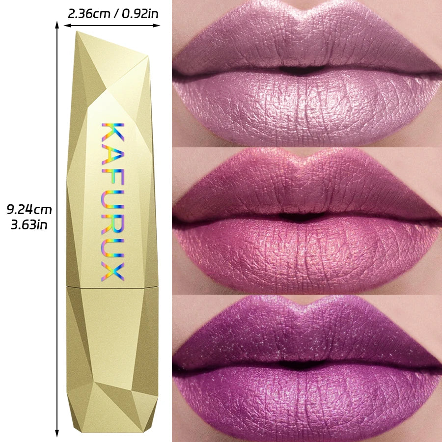 21 Colours Glitter Metallic Lipstick - Long Lasting Pearlescent Matte Lip Tint