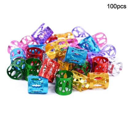 100/500pcs Gold Silver Dreadlock Hair Rings Adjustable Cuff Clip Hair Braids Dirty Braids Beads Hairpin Jewelry Hair Accessories - Shello's Creative Boutique