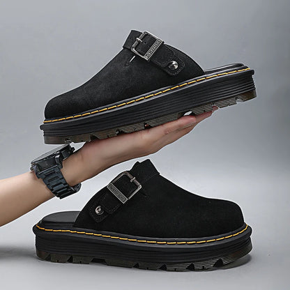 Men's Summer Half Slippers - Non-Slip Beach Clogs Casual Leather Sandals