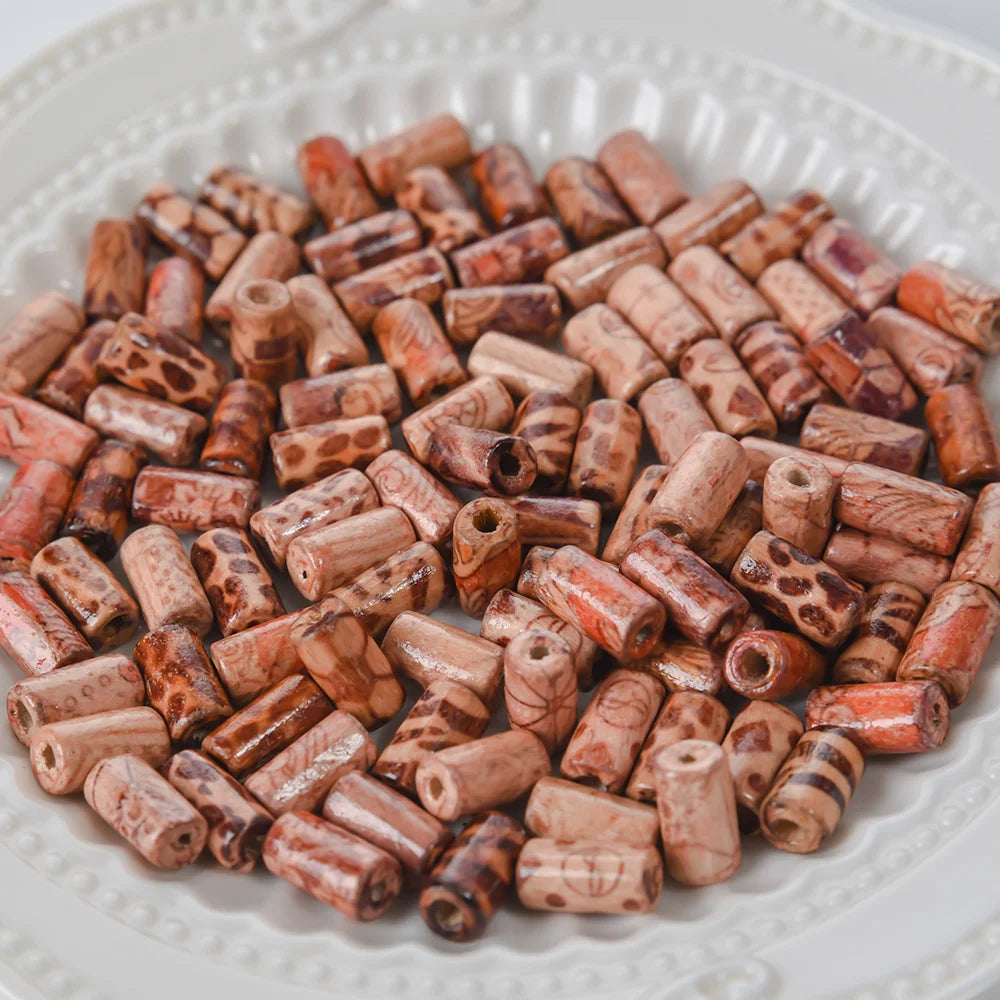 100pcs Wooden Dreadlock Beads - Vintage Natural Wood Hair Accessories - Shello's Creative Boutique