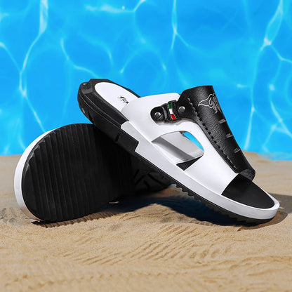 Men's Casual Summer Sandals – Black & Orange