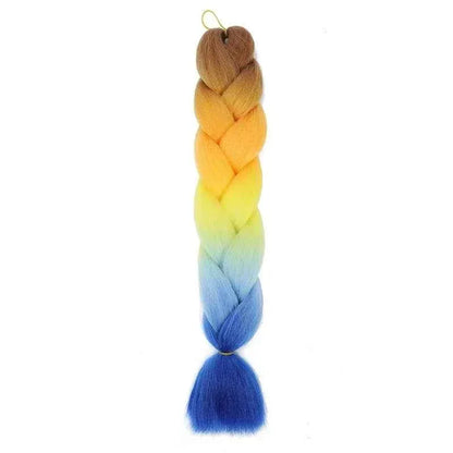 24 Inch Jumbo Braiding Hair - Rainbow Ombre Synthetic Extensions - Shello's Creative Boutique