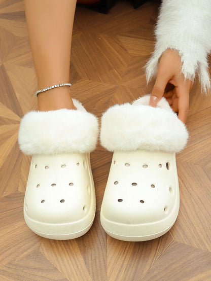 Women's Plush High Heel Slippers 2025 - Thick Soft-Soled Winter Garden Shoes