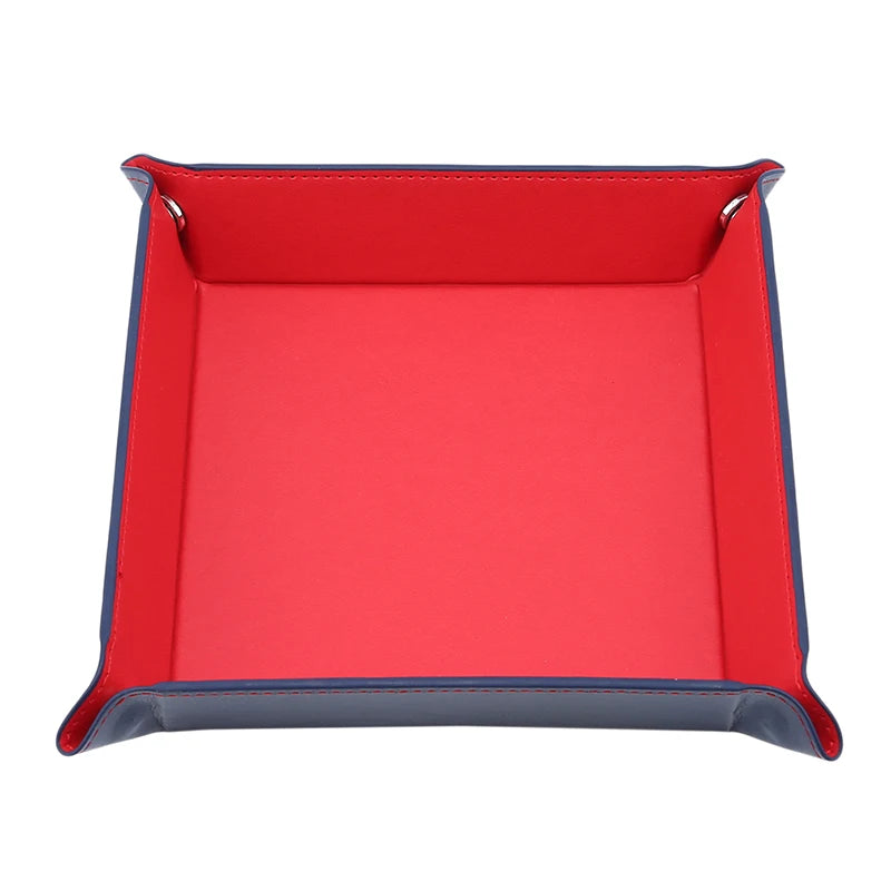 PU Leather Folding Valet Tray – Collapsible Desktop Storage for Keys, Phone, Wallet & Coins