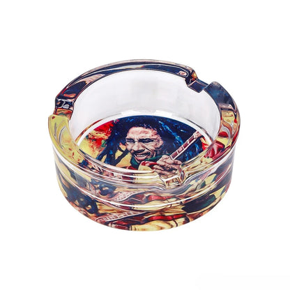 Gothic Skull Glass Ashtray – Detailed Carved Skull Head Design 85mm Smoking Accessory