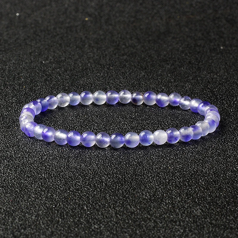 4mm Natural Stone Agate & Lava Stretch Bracelet – Handmade Tiny Bead Bangle for Men & Women