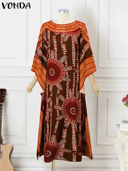 Plus Size Bohemian Maxi Dress - Flare Sleeve Ruffled Summer Sundress (S-5XL) - Shello's Creative Boutique
