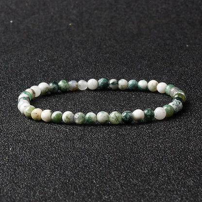 4mm Natural Stone Agate & Lava Stretch Bracelet – Handmade Tiny Bead Bangle for Men & Women