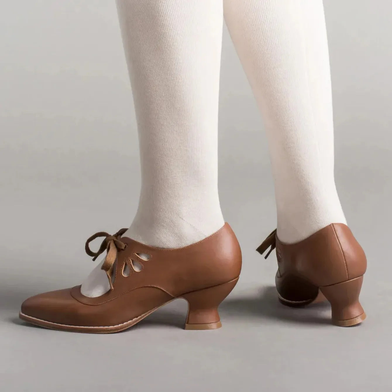 Retro Mary Jane Pumps - Vintage Lace-Up Low Heels - Shello's Creative Boutique