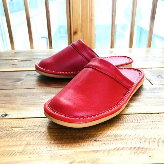 Men's Indoor Slippers - Closed Toe Faux Leather Slides (Large Sizes 47-48)