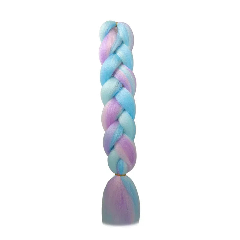 24 Inch Jumbo Braiding Hair - Rainbow Ombre Synthetic Extensions - Shello's Creative Boutique