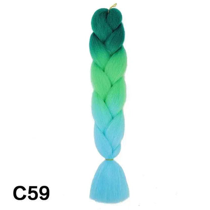 24 Inch Jumbo Braiding Hair - Rainbow Ombre Synthetic Extensions - Shello's Creative Boutique