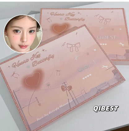 Makeup Gift Box Butterfly Bow Heart Limited Lipstick Powder Blush Eyeshadow Makeup Gift Box Set and Necklace Gifts for Women - Shello's Creative Boutique