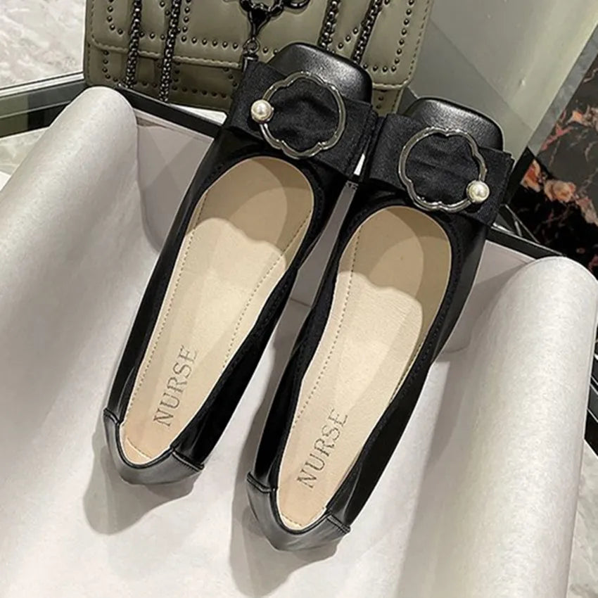 Plus Size Ballet Flats with Bow - Soft Sole Loafers - Shello's Creative Boutique