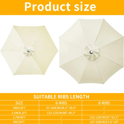 Parasol Replacement Cover – PU-Coated Oxford Waterproof Canopy for 6 & 8 Rib Garden Parasols