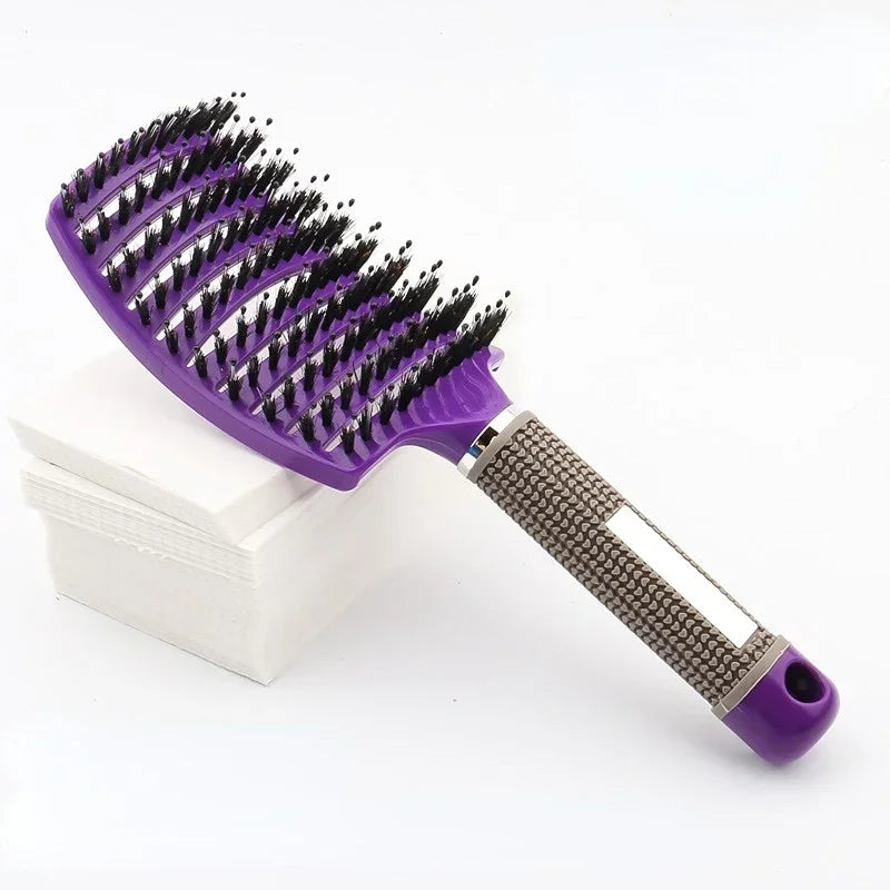 Detangling Hair Brush - Bristle & Nylon Scalp Massage Comb for Wet Curly Hair