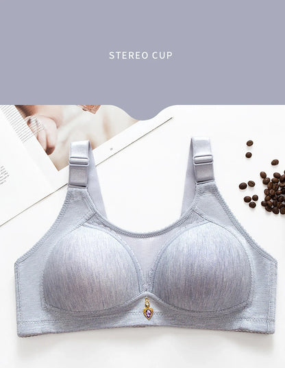 Comfortable Non-Slip Push-Up Sports Bra for Women – Seamless Wire-Free Lingerie with Wide Shoulder Straps & Chest Pad (Sizes 36–100BC)