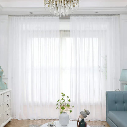 Sheer White Tulle Curtains – Elegant Voile Window Drapes - Shello's Creative Boutique
