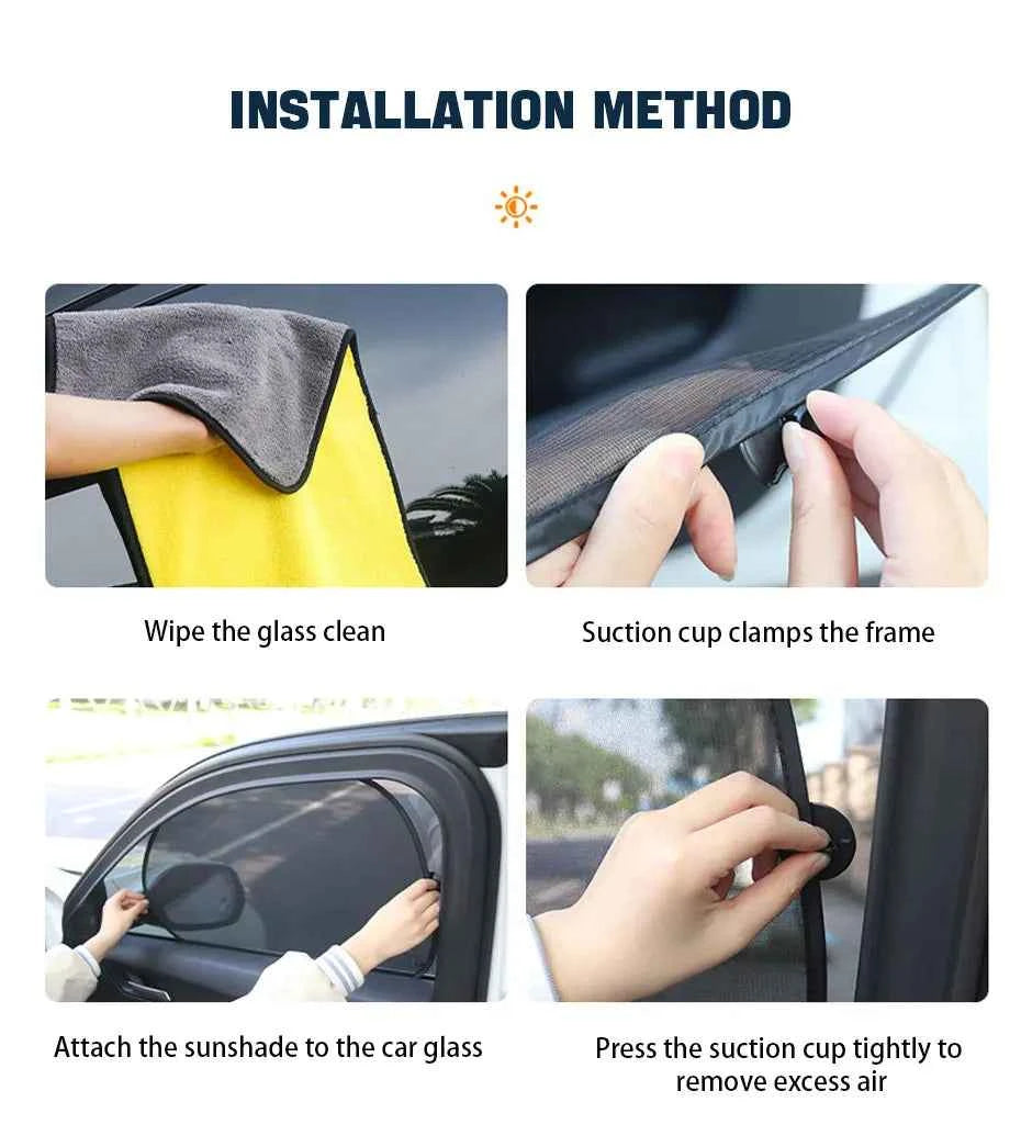 SEAMETAL Car Sun Shade Side Window Curtain Front Rear Window Sunshade Summer UV Blocking Suction Cup Car Sun Protection Curtains