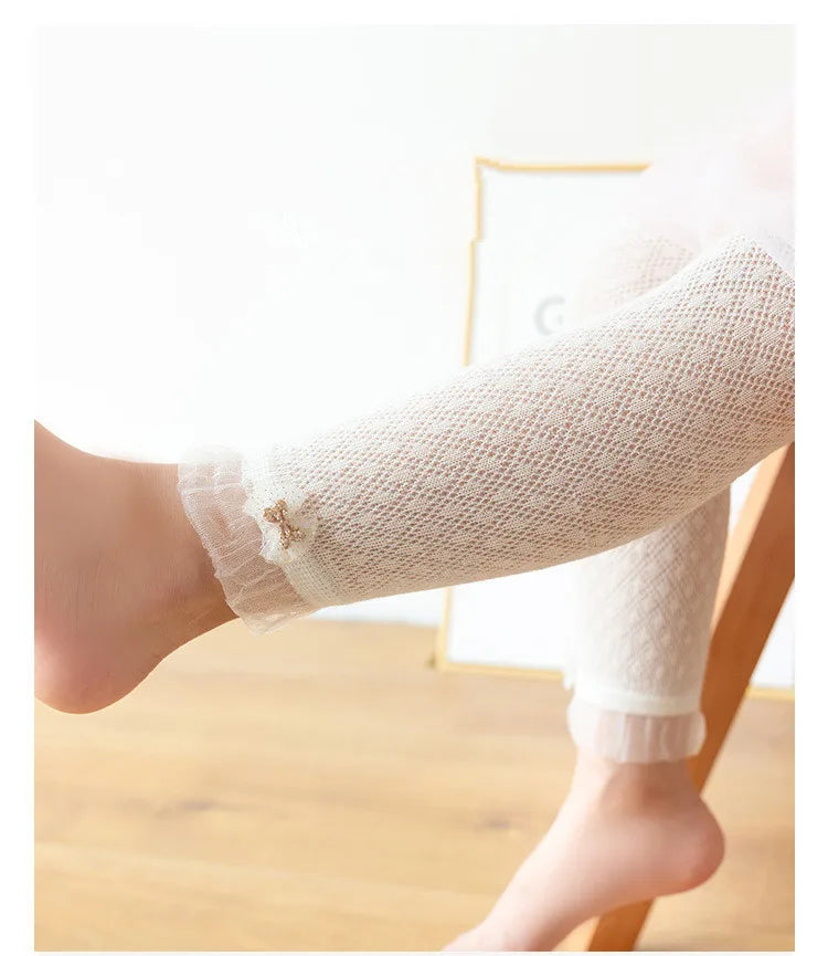 Soft Mesh Lace Summer Leggings for Girls – Hollow-Out Cotton Blend Pants (Ages 1–3) Shello's Creative Boutique