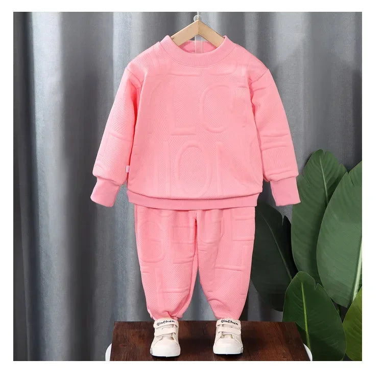 Children's Clothing  Long-sleeved Round Neck Printed Sweatshirt+cuffed Trousers 2pcs Suit Casual Outer Wear Simple Shello's Creative Boutique
