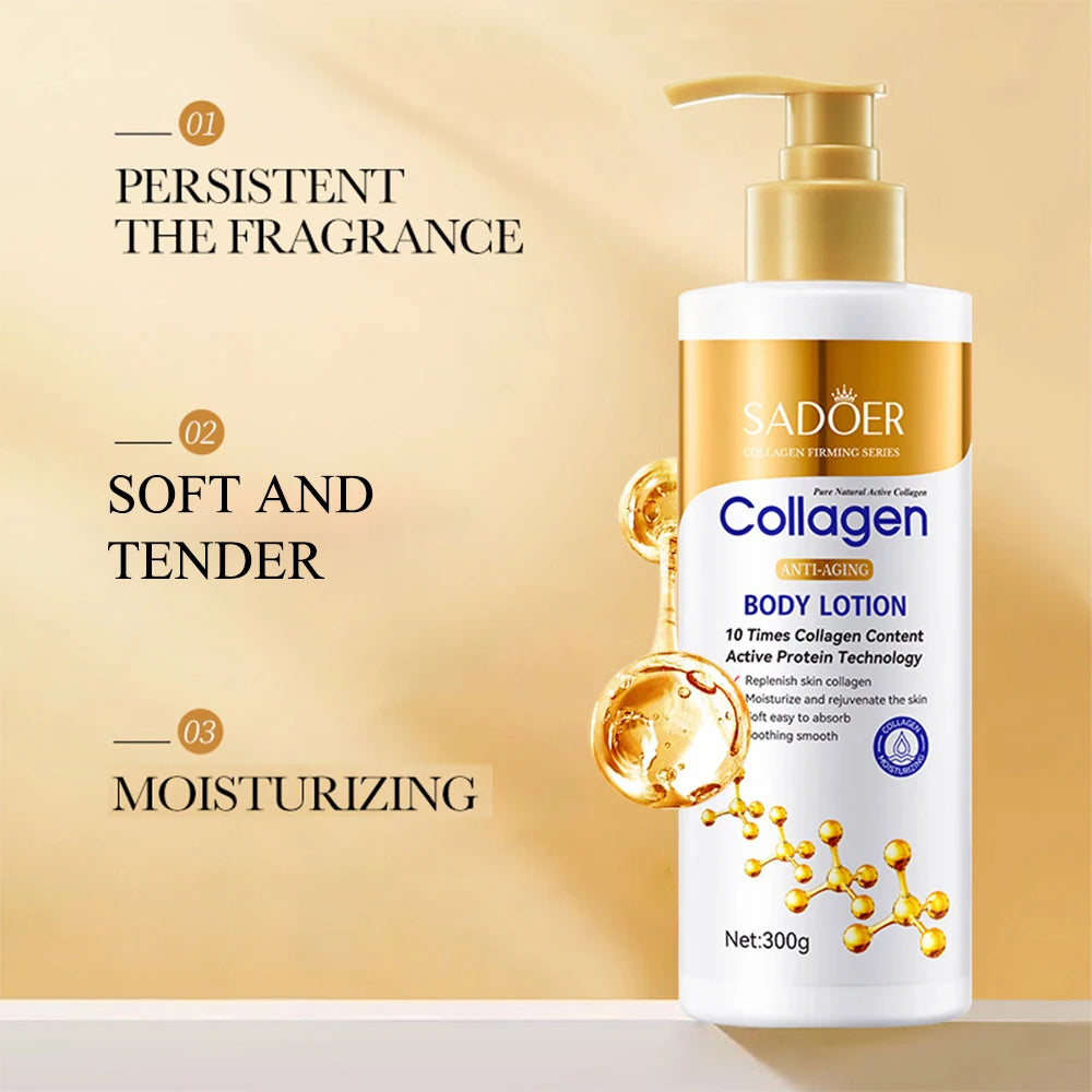 Collagen Body Lotion for Firming & Hydration - Intense Moisturizer Anti-Aging Skin for Dry, Sagging Skin, Nourishment 300g/pc - Shello's Creative Boutique