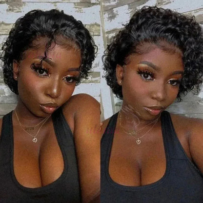 Pixie Cut Short Bob Wig - 100% Human Hair 13x4 Transparent Lace Frontal Wig - Shello's Creative Boutique
