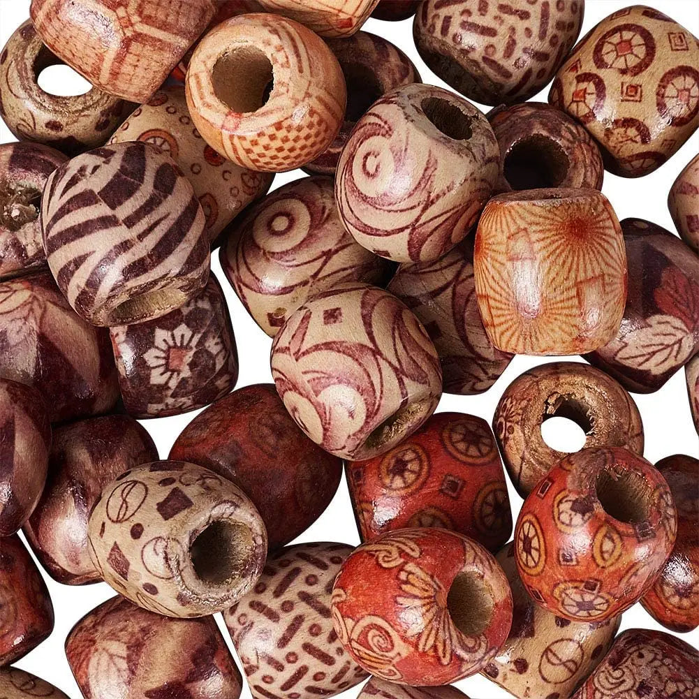100pcs Wooden Dreadlock Beads - Vintage Natural Wood Hair Accessories - Shello's Creative Boutique