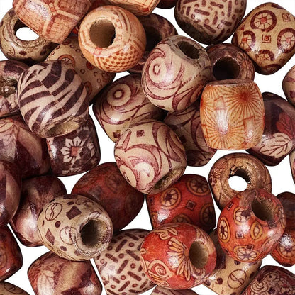 100pcs Wooden Dreadlock Beads - Vintage Natural Wood Hair Accessories - Shello's Creative Boutique
