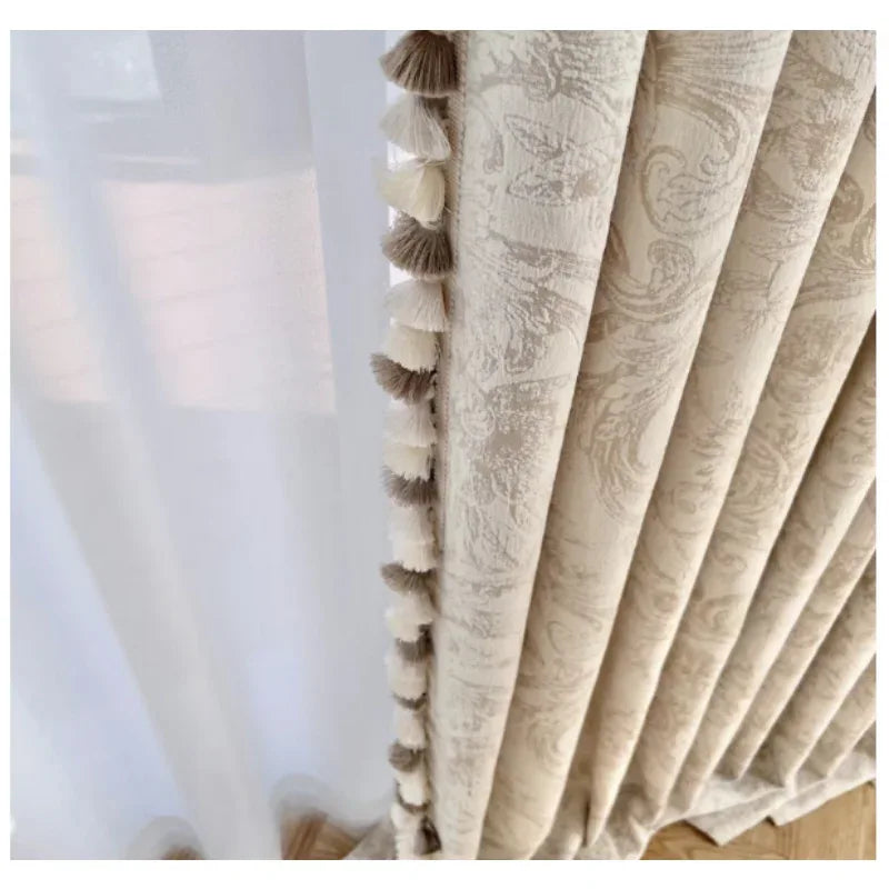 French Luxury Embroidered Chenille Curtains – Romantic Blackout Drapes - Shello's Creative Boutique