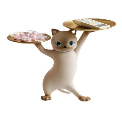 Cat Resin Sculpture Tray – Decorative Desktop Storage for Keys, Candy & Home Décor